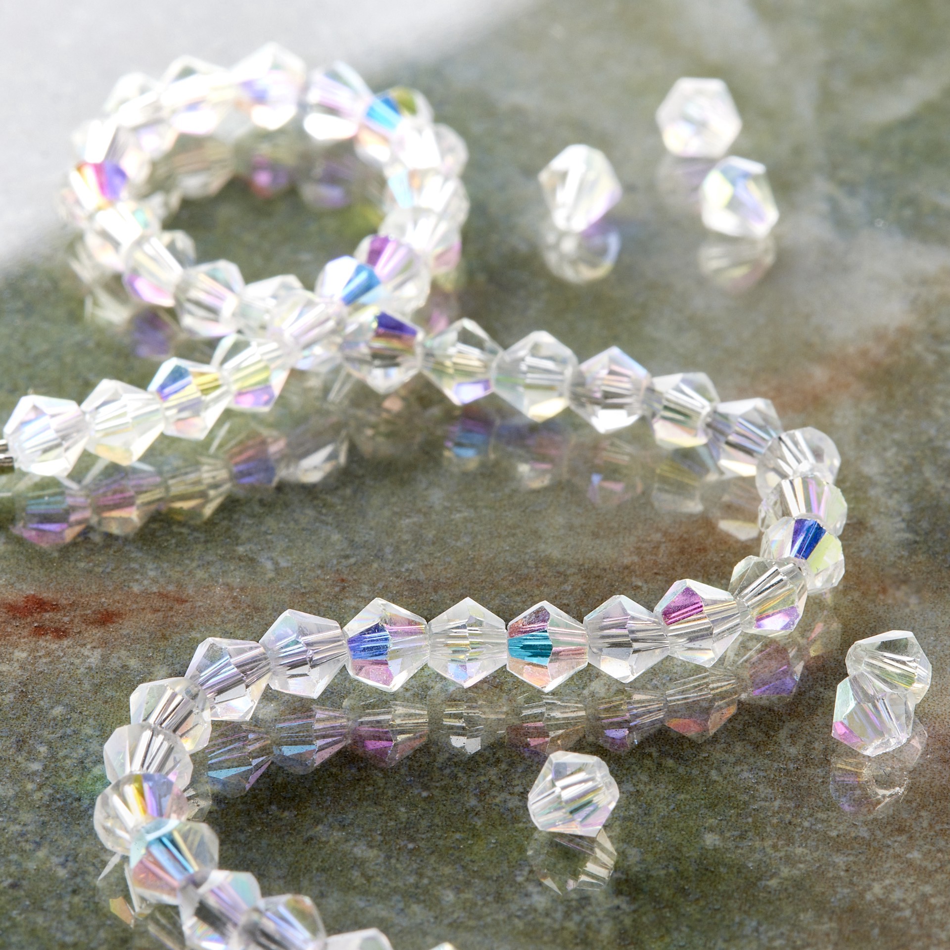 slide 2 of 3, Crystal Faceted Glass Bicone Beads, 4mm By Bead Landing, 4 mm