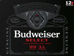 Budweiser Select Full-Flavored Light Lager Beer 12 ea