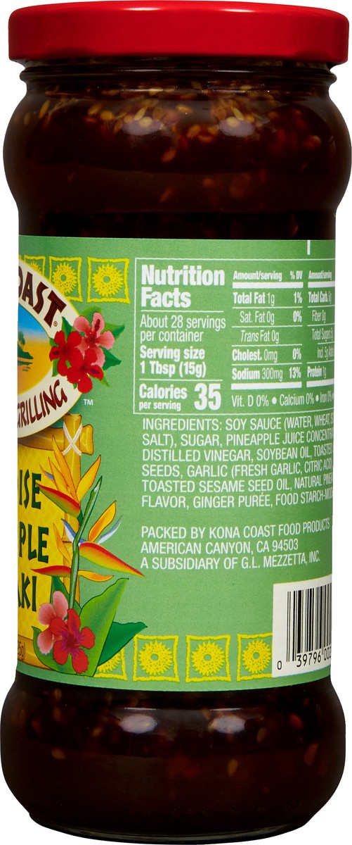 slide 6 of 7, Kona Coast Paradise Pineapple Teriyaki Marinade & Grilling Sauce, 15 oz, 15 oz