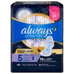Always Ultra Thin, Size 5, Extra Heavy Overnight Pads With Wings, Unscented