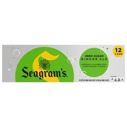 Seagram's Zero Sugar Ginger Ale Fridge Pack Cans, 12 fl oz, 12 Pack