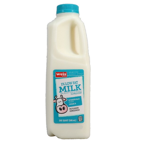 slide 1 of 1, Weis Quality Grade A 1% Lowfat Milk, 1 qt