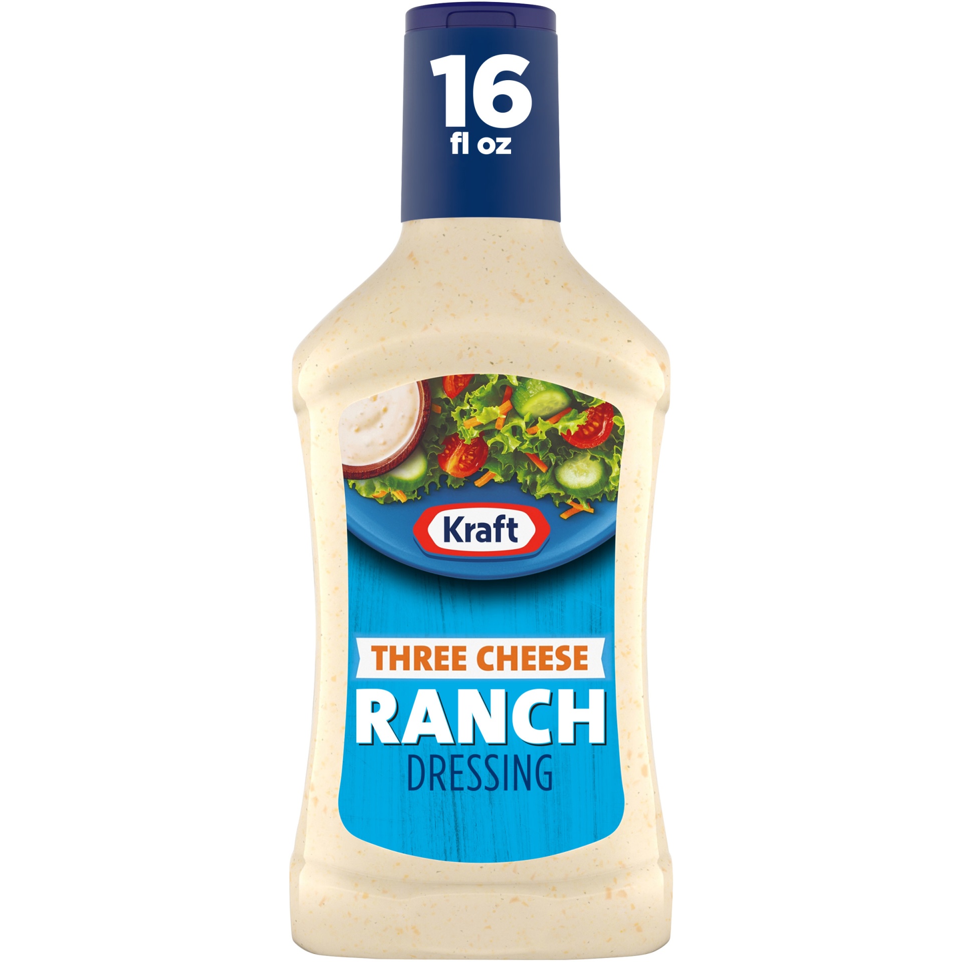 slide 1 of 1, Kraft Three Cheese Ranch Salad Dressing Bottle, 16 fl oz