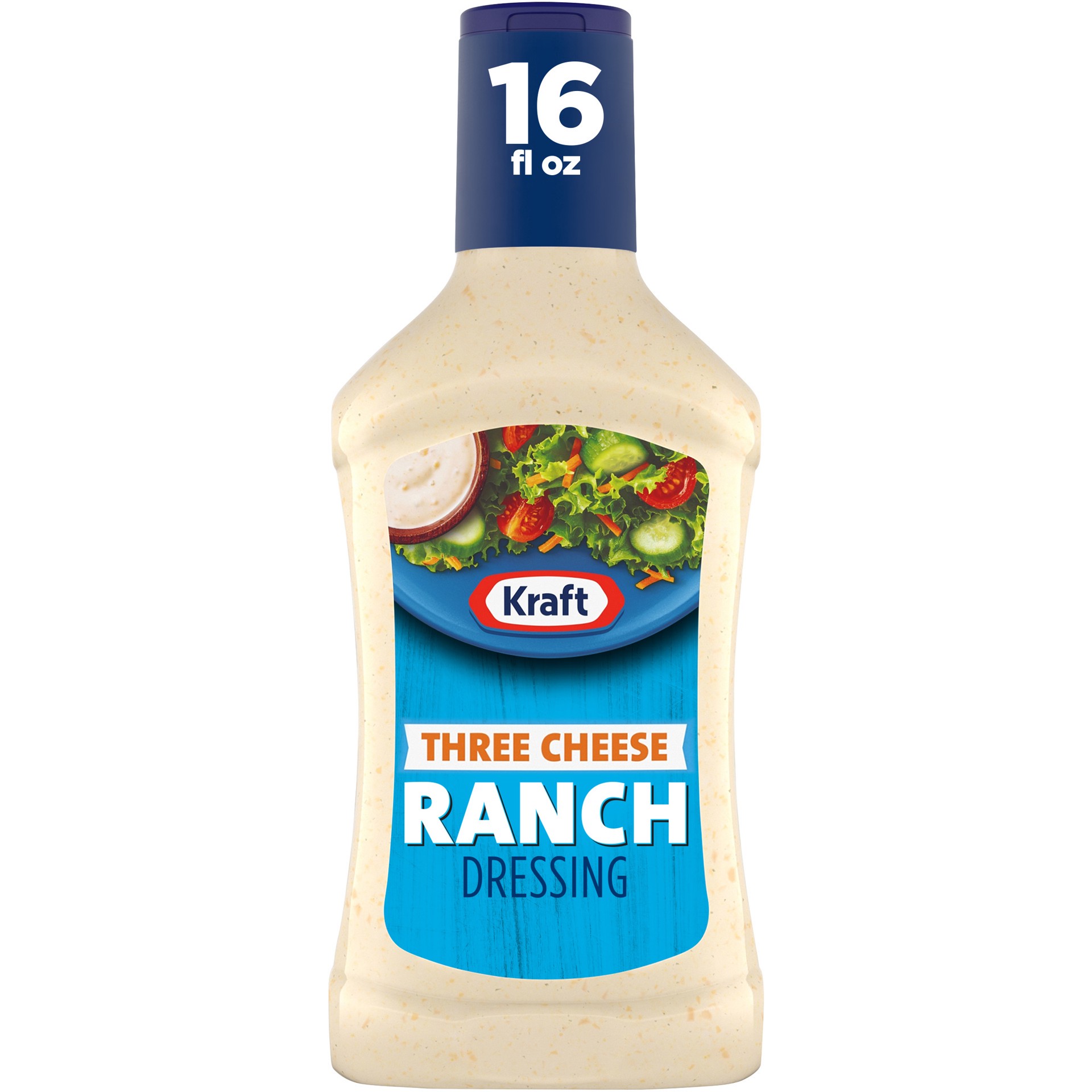 slide 1 of 6, Kraft Three Cheese Ranch Salad Dressing, 16 fl oz Bottle, 16 fl oz