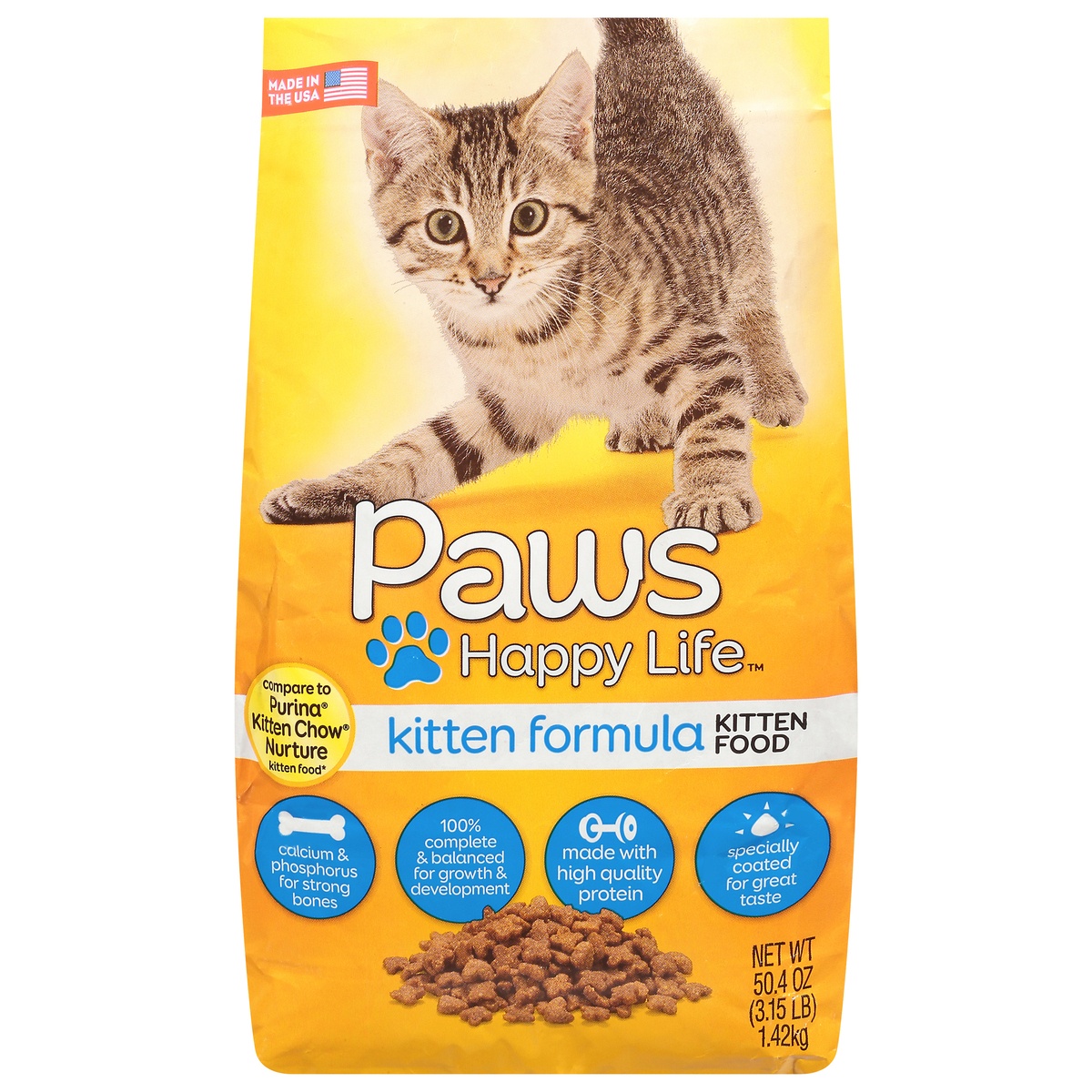 slide 1 of 6, Paws Happy Life Kitten Food 50.4 oz, 3.15 lb