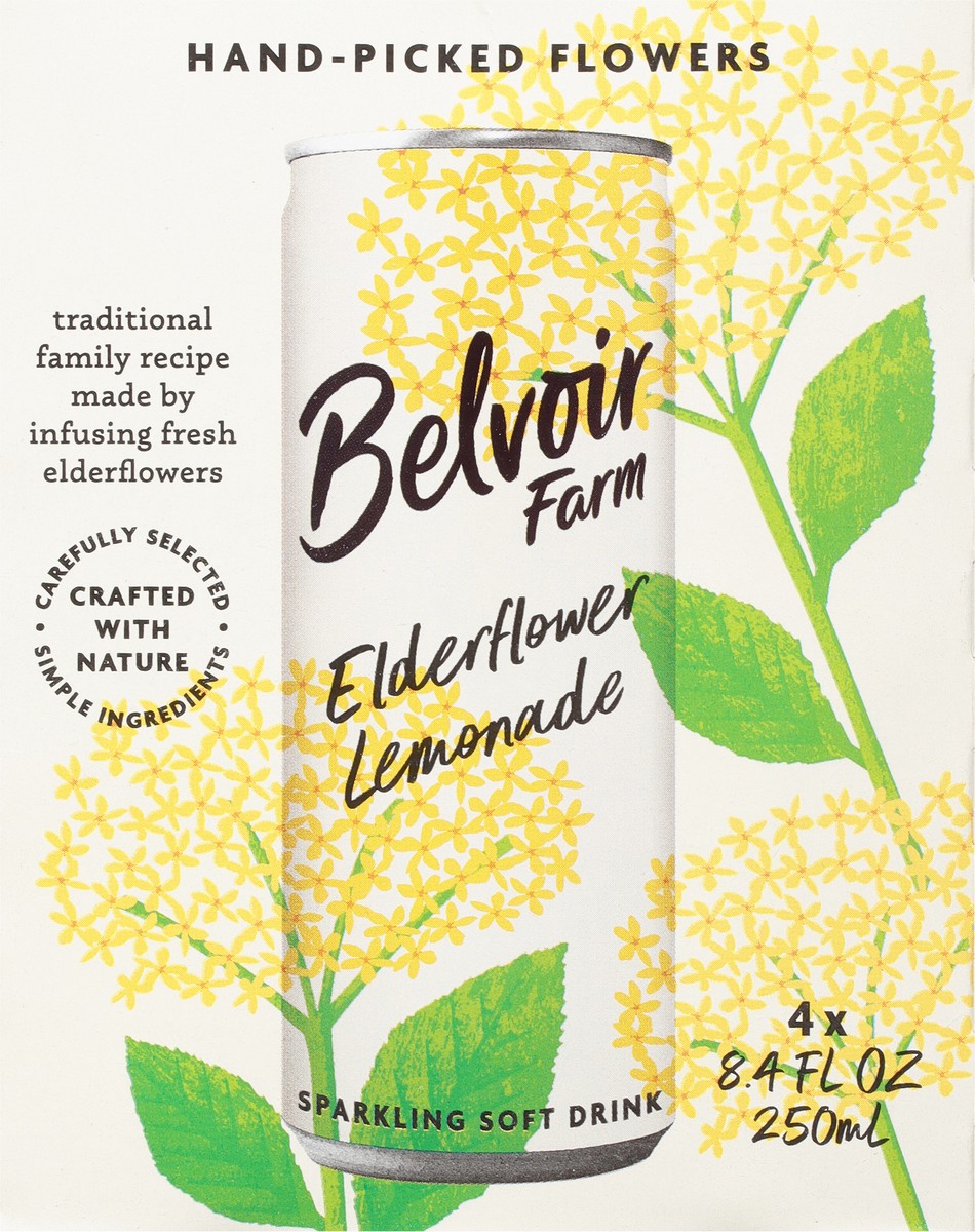 slide 10 of 13, Belvoir Farm Elderflower Lemonade Sparkling Soft Drink 4 - 8.4 fl oz Cans, 4 ct