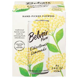 Belvoir Farm Elderflower Lemonade Sparkling Soft Drink 4 - 8.4 fl oz Cans