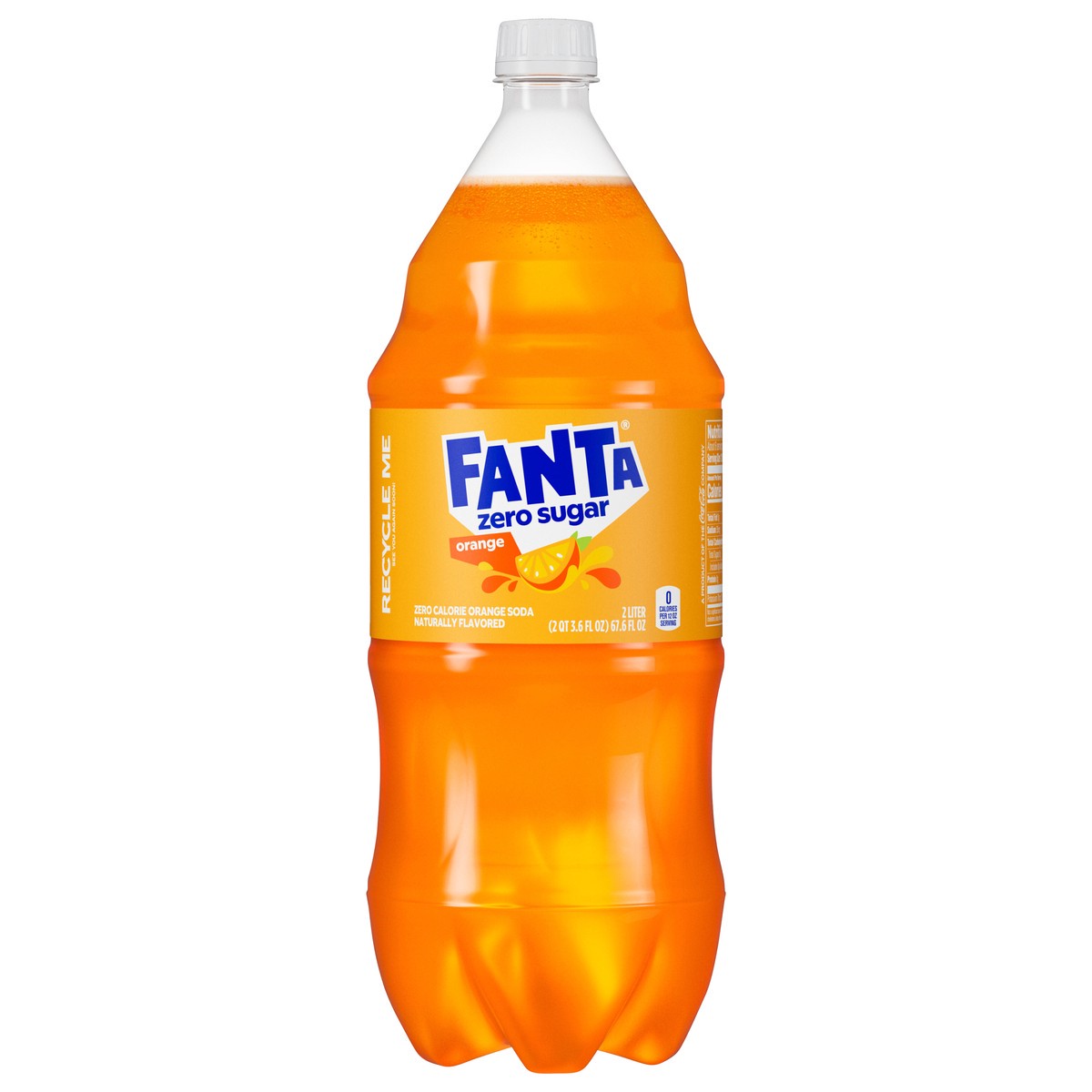 slide 1 of 9, Fanta Orange Zero Sugar Bottle, 2 Liters, 67.60 fl oz