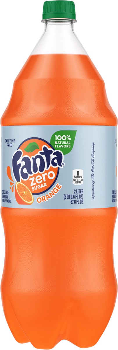 slide 5 of 9, Fanta Orange Zero Sugar Soda Fruit Flavored Soft Drink, 2 Liters, 67.60 fl oz