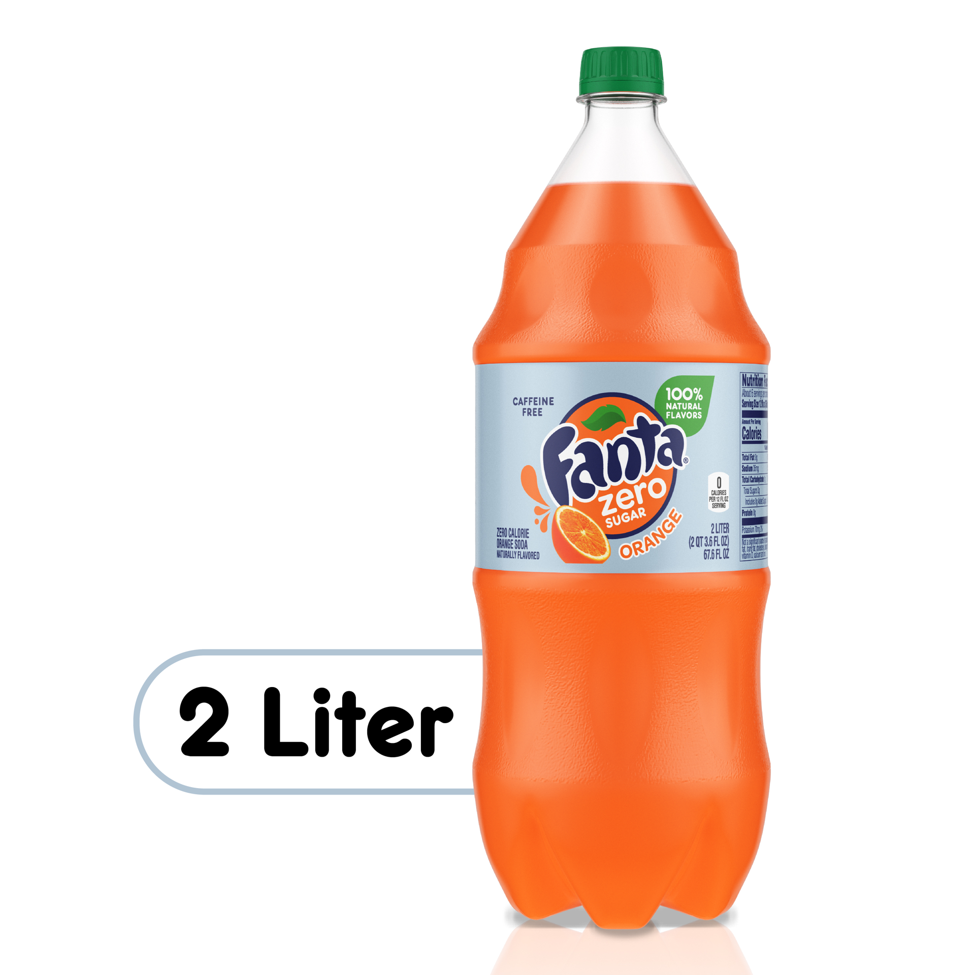 slide 1 of 9, Fanta Orange Zero Sugar Soda Fruit Flavored Soft Drink, 2 Liters, 67.60 fl oz