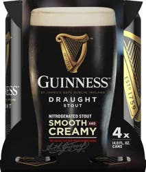 Guinness Draught Stout Beer 4 - 14.9 fl oz Cans