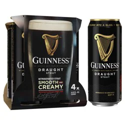 Guinness Draught Stout Beer, 4 - 14.9 fl oz Cans