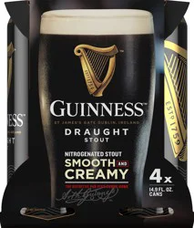 Guinness Draught Stout Beer, 4 - 14.9 fl oz Cans