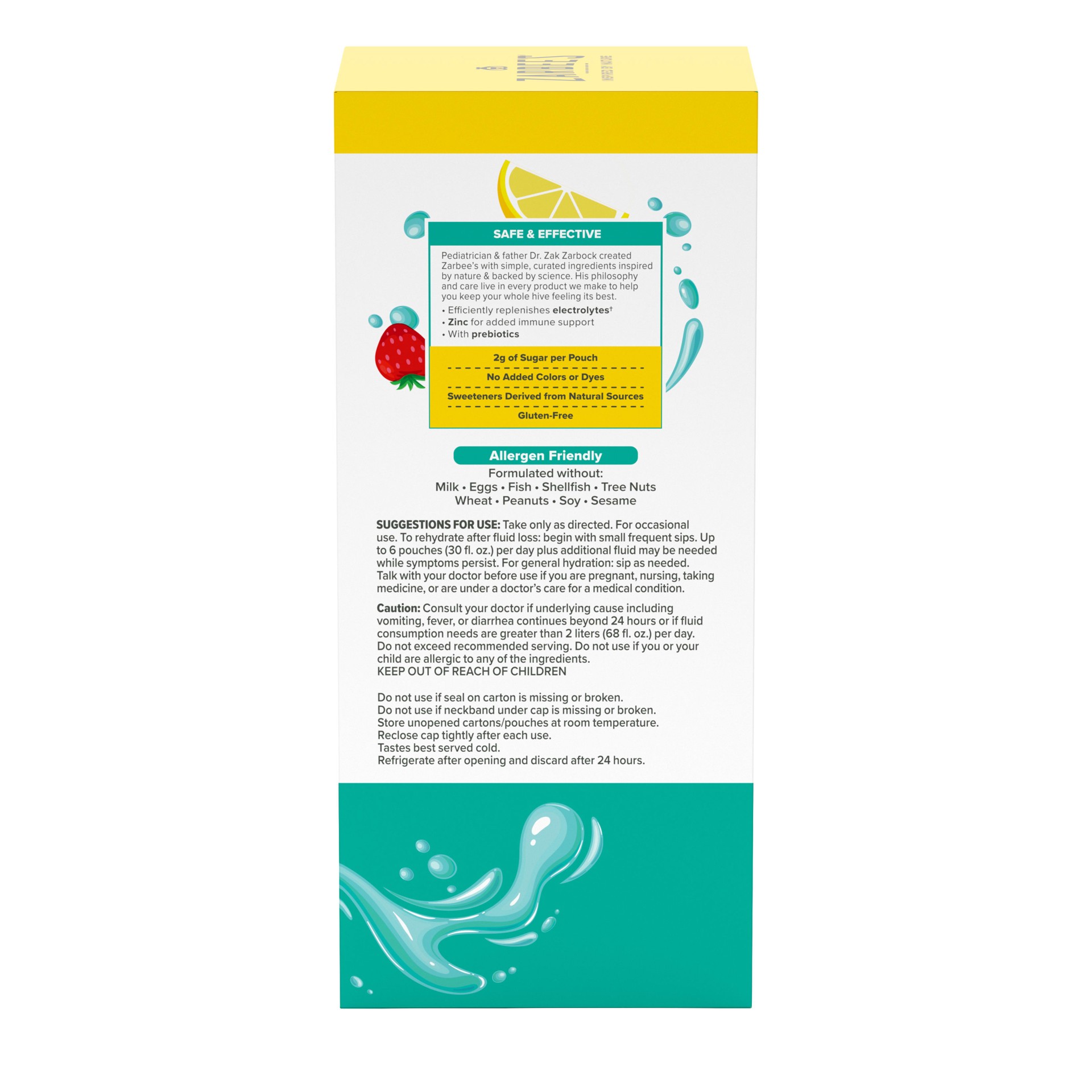 slide 6 of 8, Zarbee's Naturals Kids Triple Action Hydration Electrolyte Drink, Strawberry Lemonade Flavor, 5 Fl. Oz, Pack of 3, 3 ct