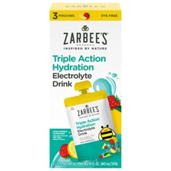 Zarbee's Naturals Kids Triple Action Hydration Electrolyte Drink, Strawberry Lemonade Flavor, 5 Fl. Oz, Pack of 3