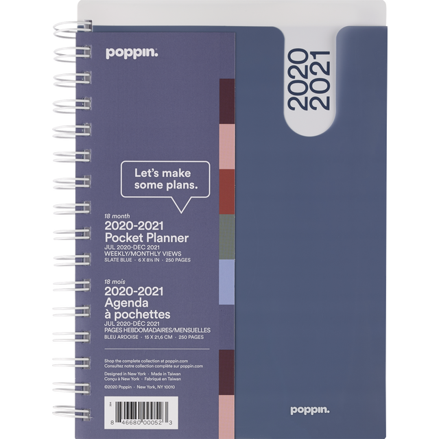 slide 1 of 1, POPPIN 18M Pocket Book Planner Slate, 1 ct