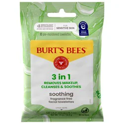 Burt's Bees Facial Cleansing Towelettes for Sensitive Skin, 10 Count