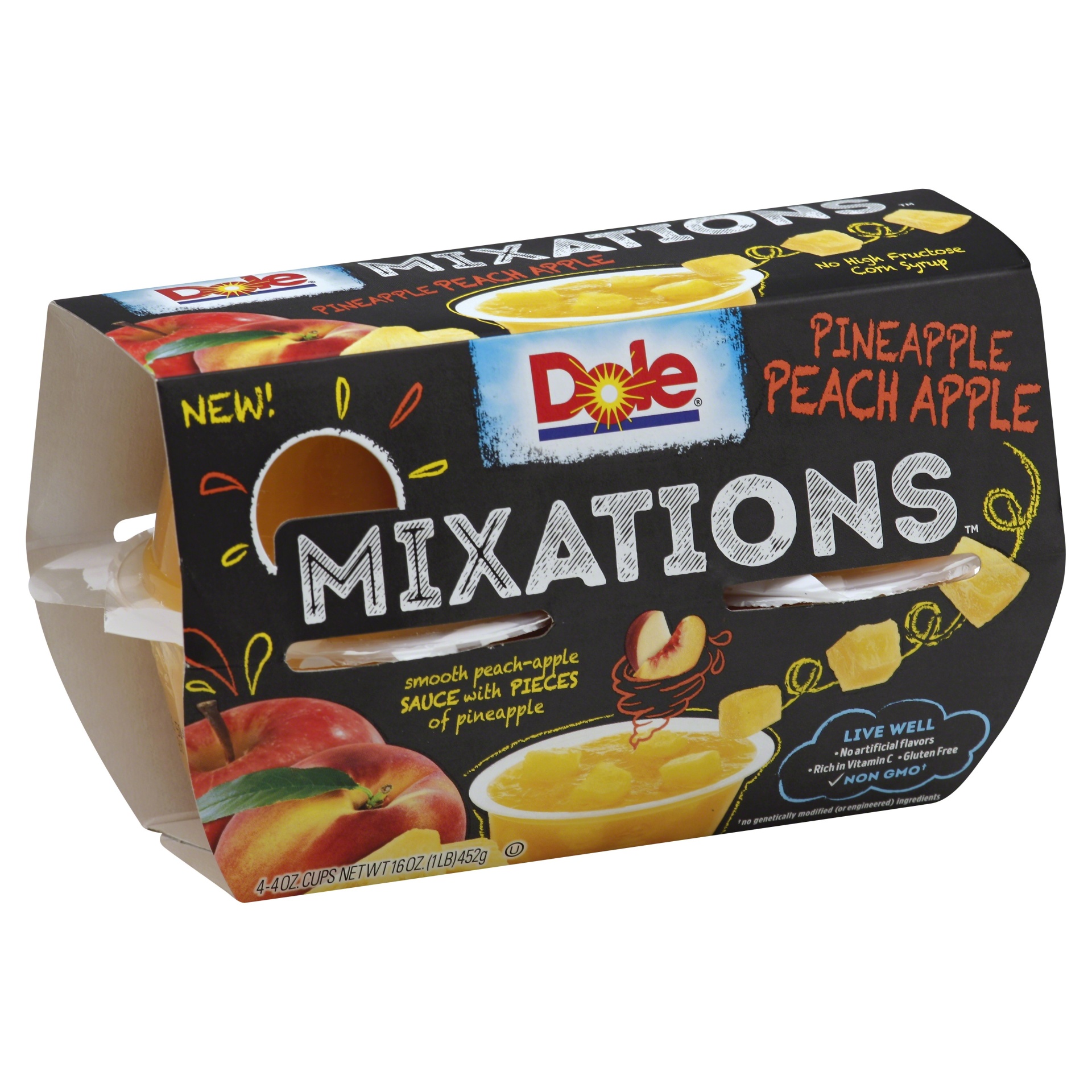 slide 1 of 8, Dole Mixations Pineapple Peach Apple Fruit Cups, 4 ct; 4 oz