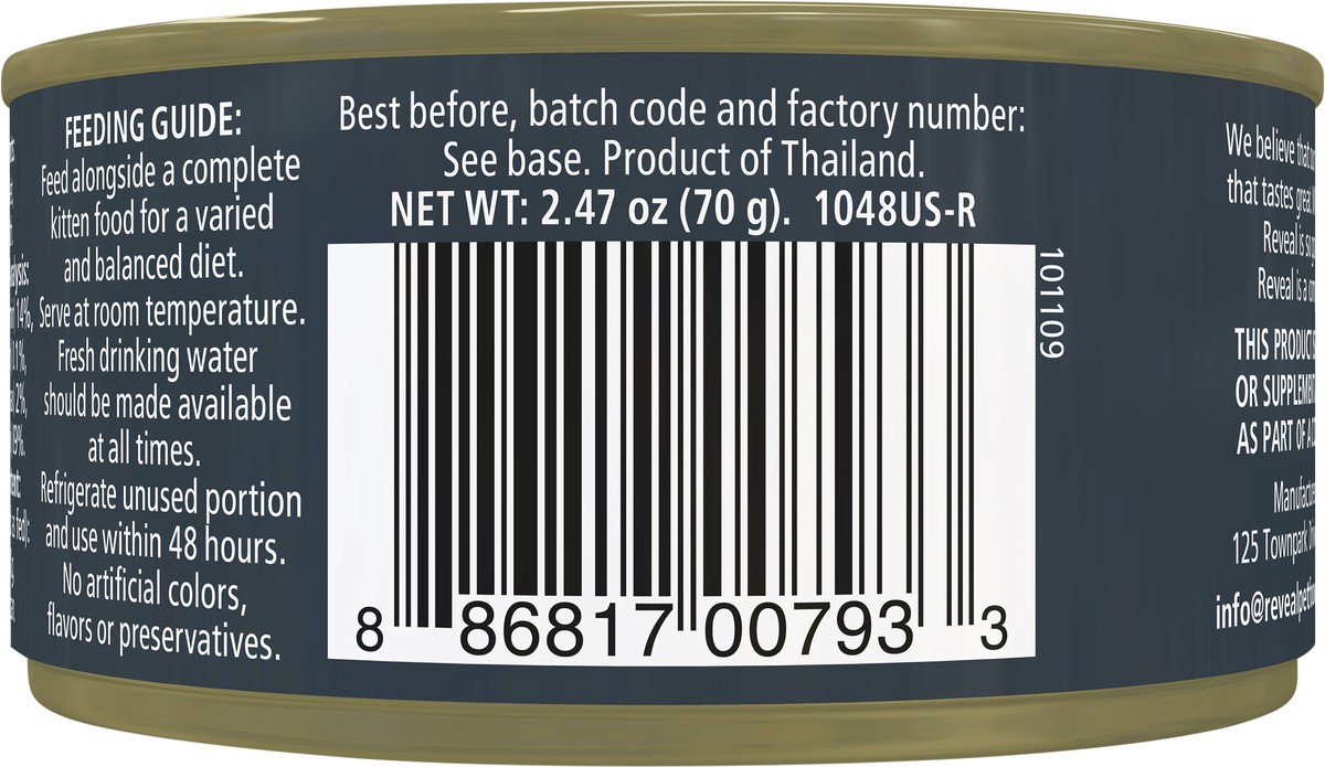 slide 5 of 10, Reveal Natural Wet Kitten Food Tuna Fillet in Broth 2.47 oz Can, 2.47 oz