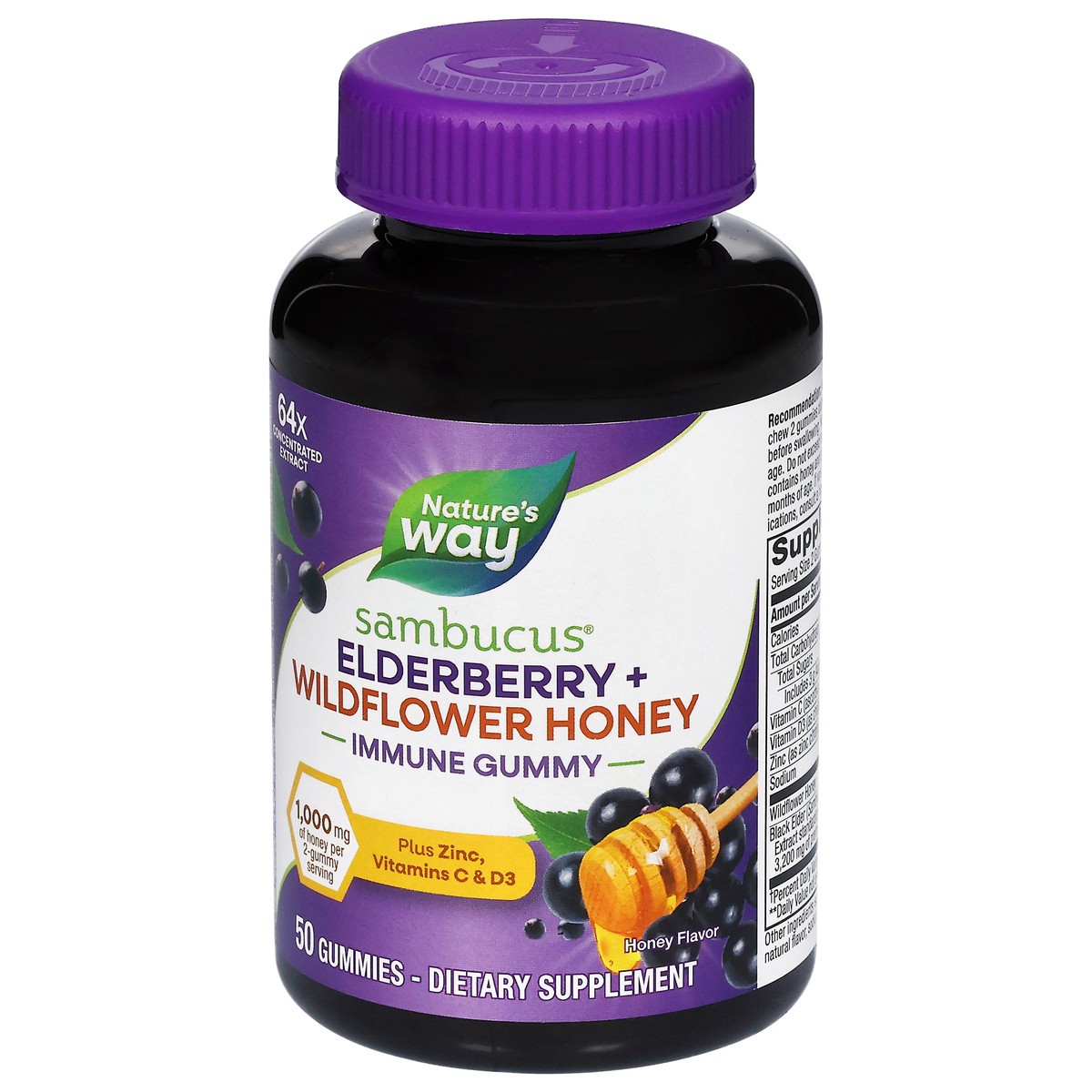 slide 2 of 4, Nature's Way Sambucus Immune Honey Gummy, 50 ct
