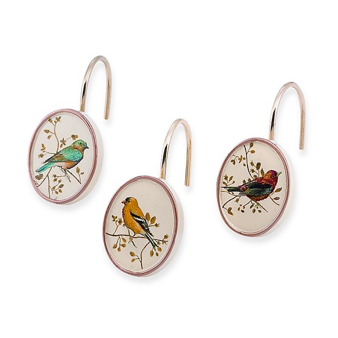 slide 1 of 1, Avanti Gilded Bird Shower Curtain Hooks, 12 ct