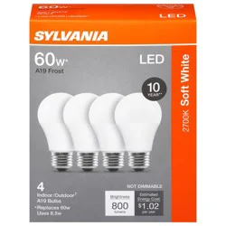 Sylvania Soft White LED A19 Frost 8.5 Watt Bulbs - 4 Each