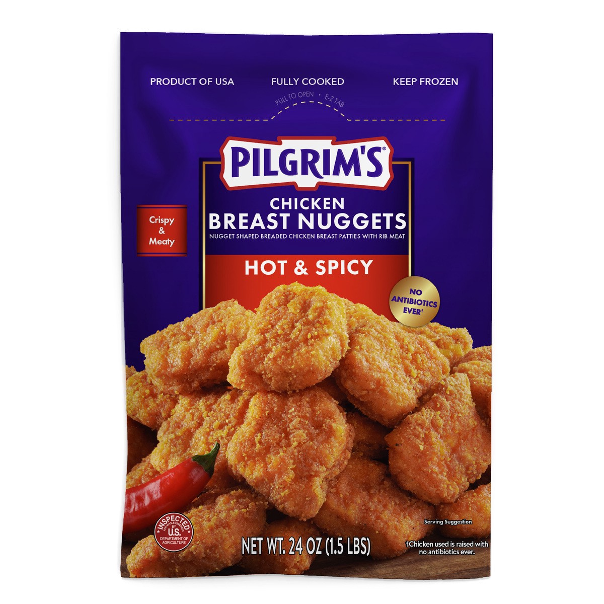 slide 5 of 6, Pilgrim's Hot & Spicy Chicken Breast Nuggets, 1.5 lb