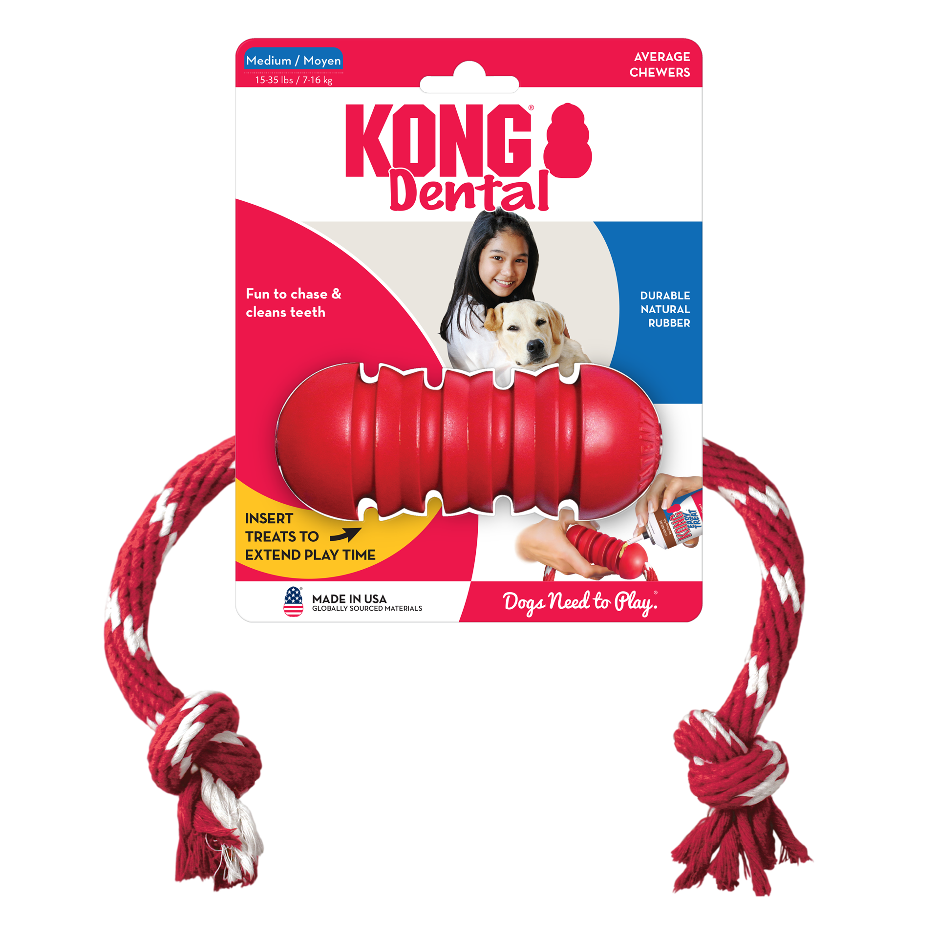 slide 4 of 4, KONG Dental w/Rope Md, 1 ct