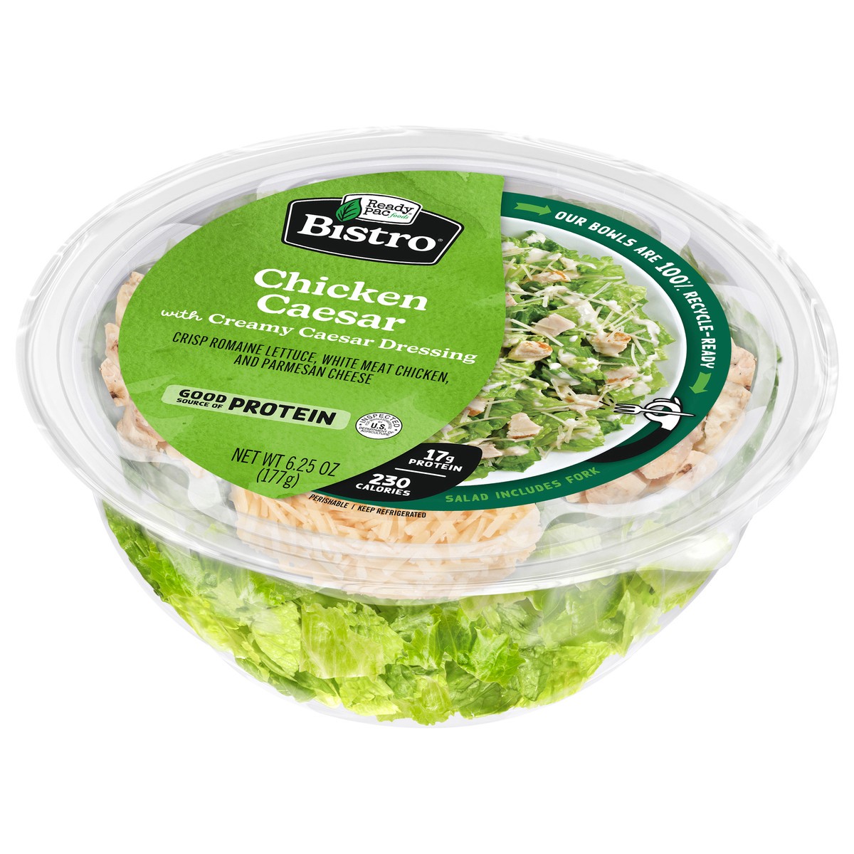 slide 13 of 13, Ready Pac Foods Bistro Chicken Caesar Salad with Creamy Caesar Dressing 6.25 oz, 6.25 oz