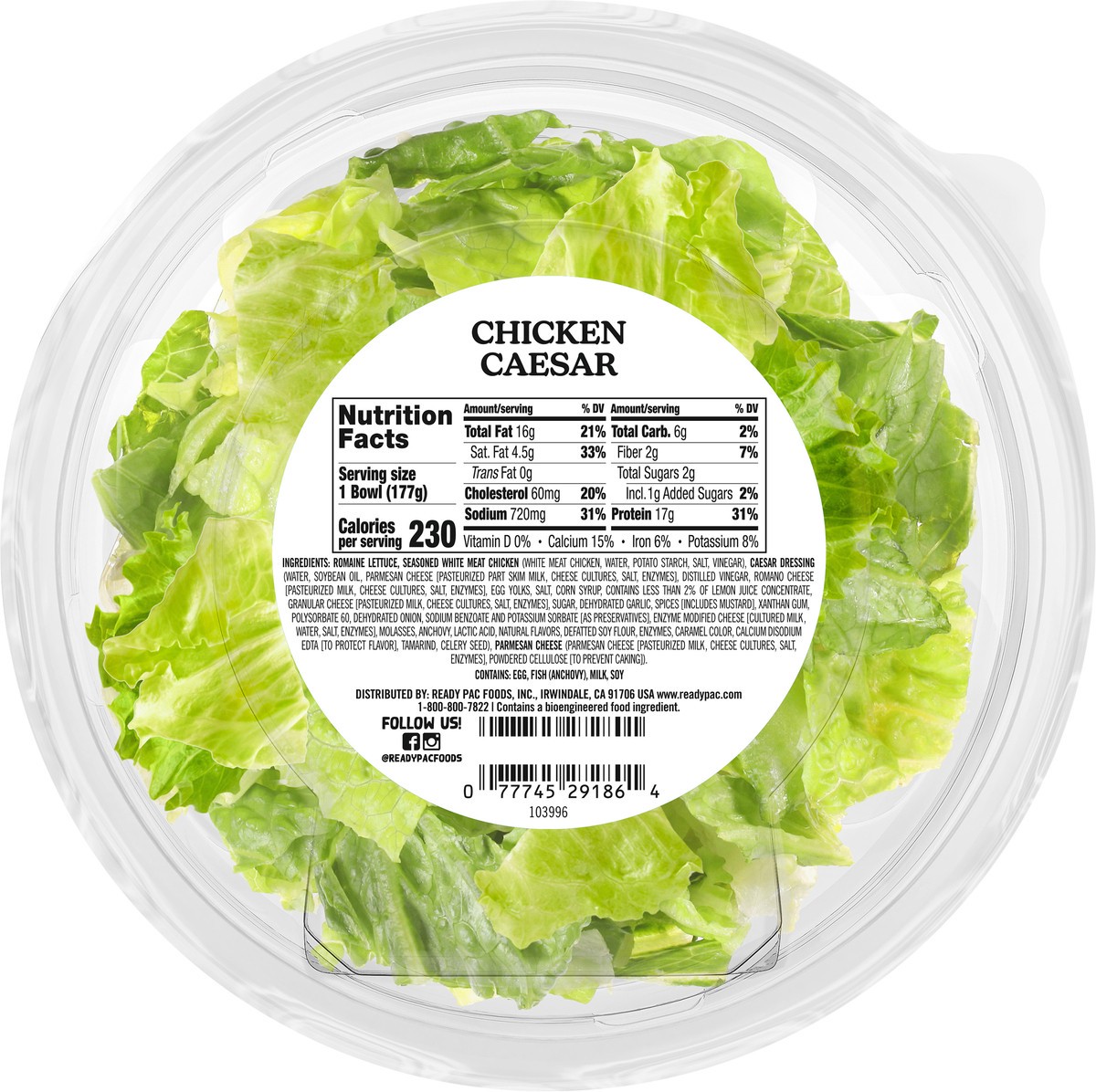 slide 6 of 13, Ready Pac Foods Bistro Chicken Caesar Salad with Creamy Caesar Dressing 6.25 oz, 6.25 oz