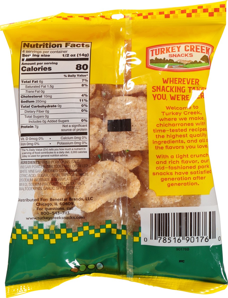 slide 5 of 9, Turkey Creek Dill Pickle Flavored Chicharrones 2 oz, 2 oz
