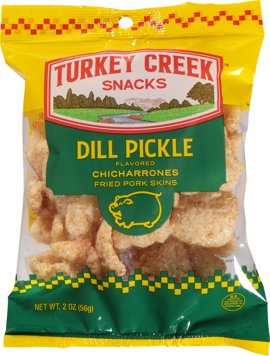 slide 6 of 9, Turkey Creek Dill Pickle Flavored Chicharrones 2 oz, 2 oz