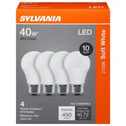 Sylvania Soft White LED A19 Frost 6W Indoor/Outdoor Bulbs - 4 Pack
