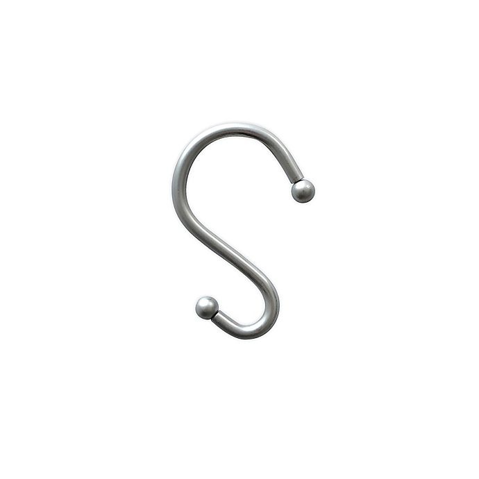 slide 1 of 1, Simply Essential Shower Hooks with Bar - Brushed Nickel, 12 ct