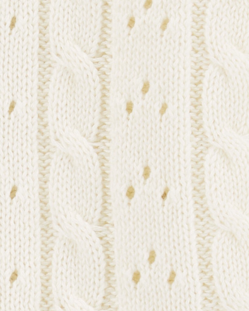 slide 3 of 3, Oshkosh Baby Pointelle Button-Front Sweater Knit Cardigan Cream 3M, 1 ct