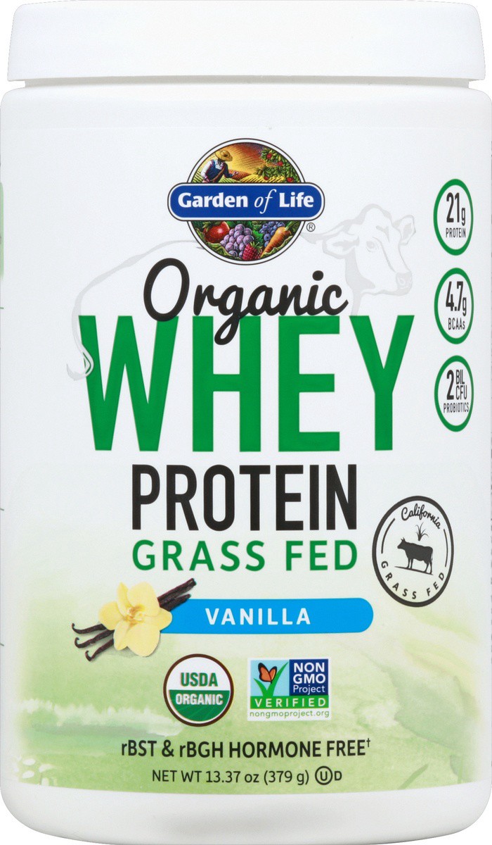 slide 2 of 2, Garden of Life Organic Grass Fed Vanilla Whey Protein, 13.33 oz