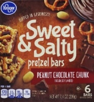 slide 1 of 1, Kroger Sweet & Salty Peanut Chocolate Chunk Pretzel Bars, 6 ct; 1.23 oz