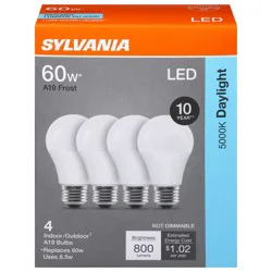 Sylvania LED A19 Frost 8.5 Watts Daylight Indoor/Outdoor Bulbs - 4 Each