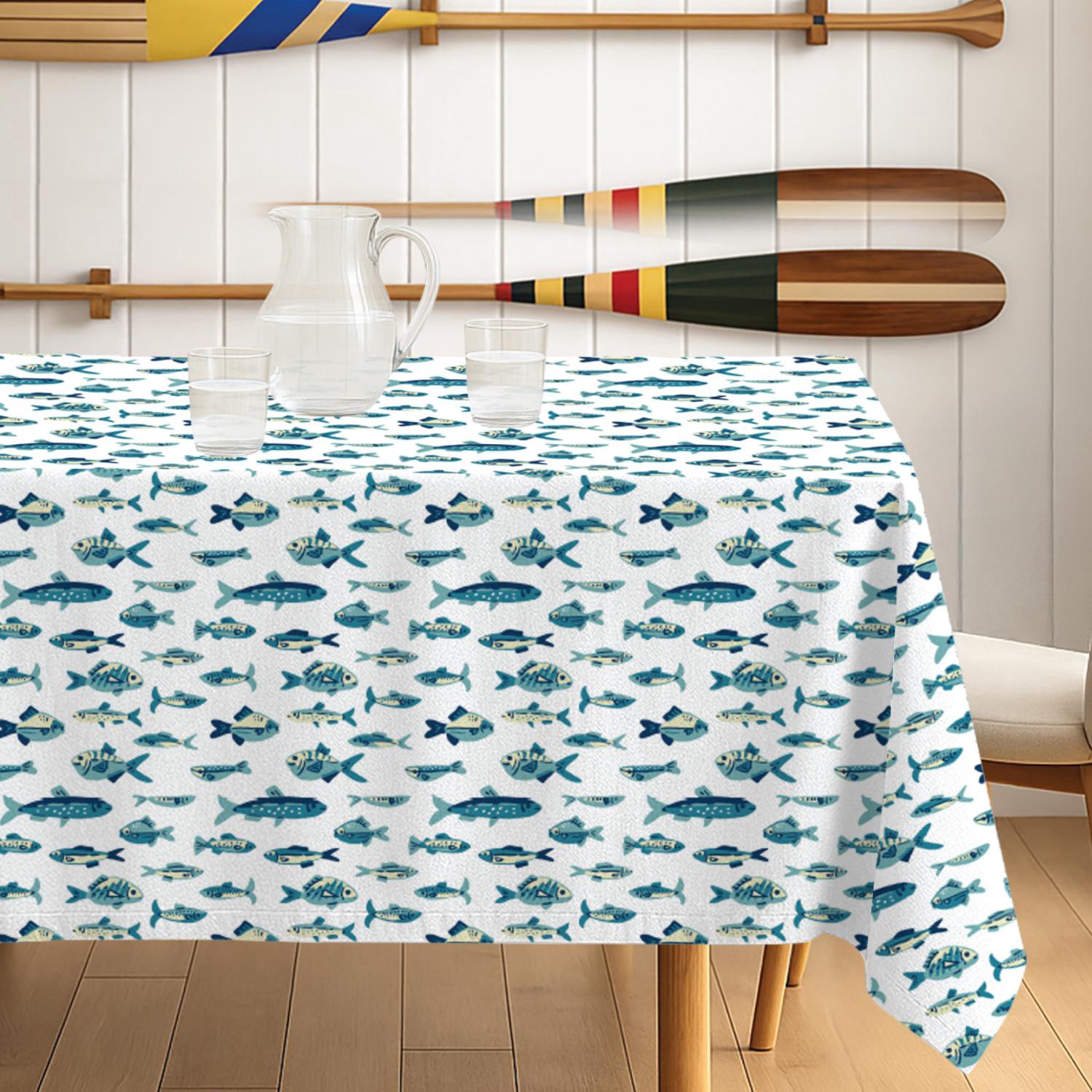 slide 1 of 4, Meijer Corporate Seasonal Mcs Fishy Indoor Outdoor Tablecloth, 60 In X 84 In, 60 x 84