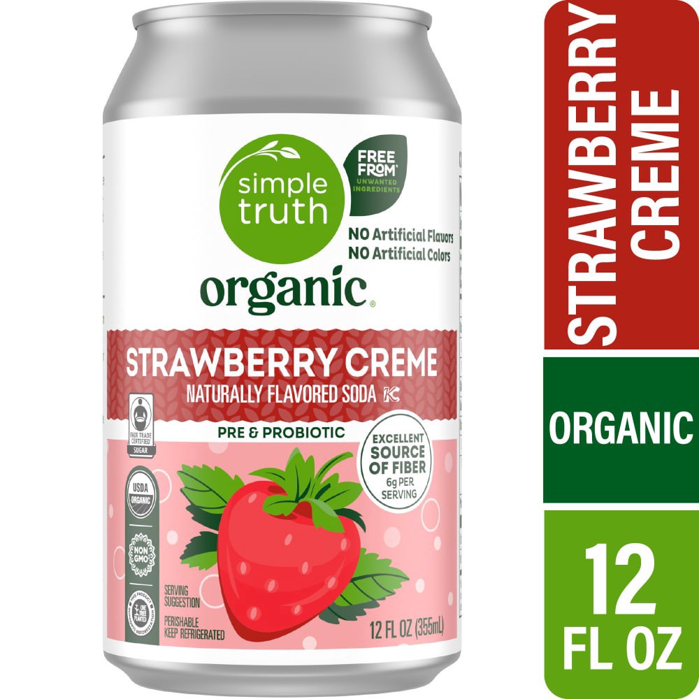 slide 2 of 4, Simple Truth Organic Strawberry Cream Naturally Flavored Soda - 12 fl oz, 12 fl oz