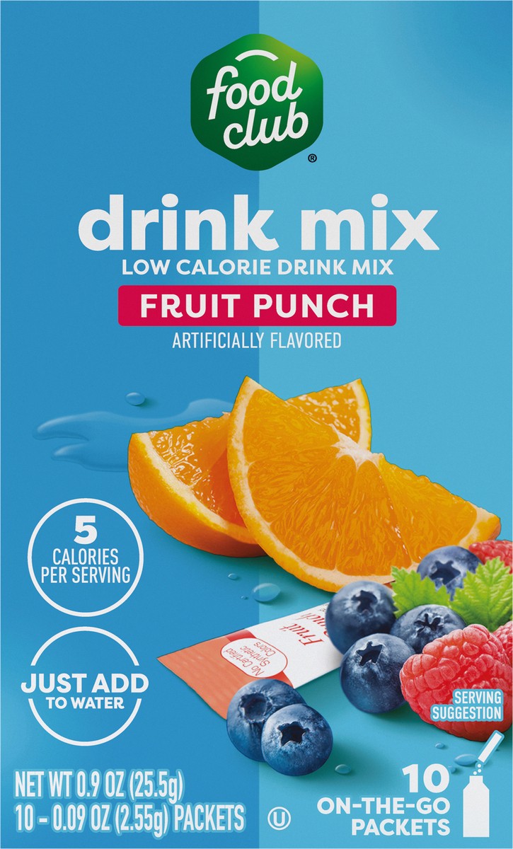 slide 5 of 12, Food Club +h To Go!, Fruit Punch Low Calorie Drink Mix- 10 ct, 10 ct