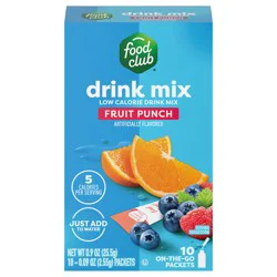 Food Club Low Calorie Fruit Punch Drink Mix - 10 ct - 2.55 oz