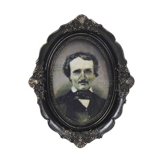 slide 1 of 3, 8.25" Lenticular Skeleton Edgar Allen Poe Tabletop Decor In Ornate Frame By Ashland, 6.5 in x 1 in x 8.25 in