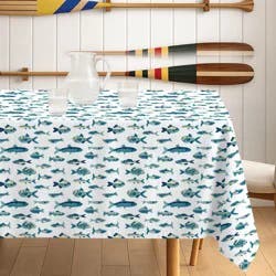 Meijer Corporate Seasonal Mcs Fishy Indoor Outdoor Tablecloth, 60 In X 102 In