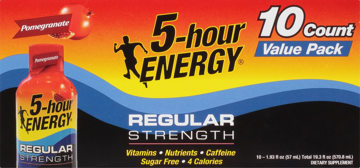 slide 8 of 13, 5-hour ENERGY Shot, Regular Strength, Pomegranate, 10 ct