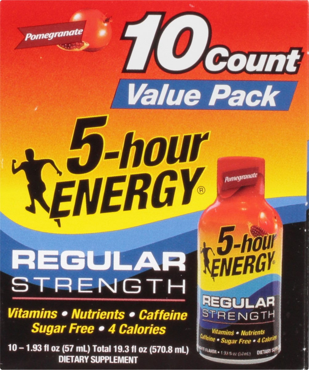 slide 9 of 13, 5-hour ENERGY Shot, Regular Strength, Pomegranate, 10 ct
