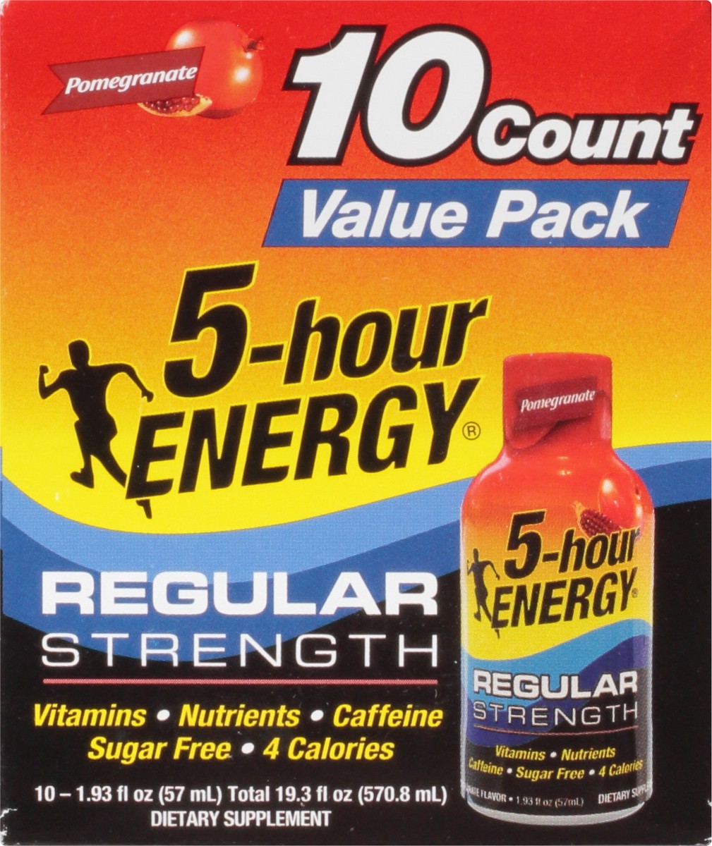 slide 10 of 13, 5-hour ENERGY Shot, Regular Strength, Pomegranate, 10 ct