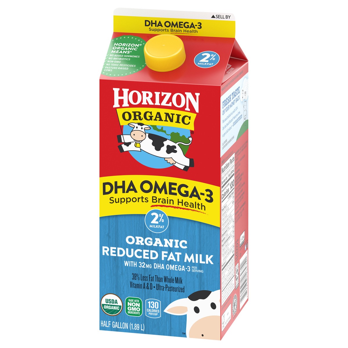 slide 3 of 12, Horizon Organic DHA Omega-3 Milk, DHA 2 Percent Milk, 64 FL OZ Half Gallon Carton, 64 fl oz