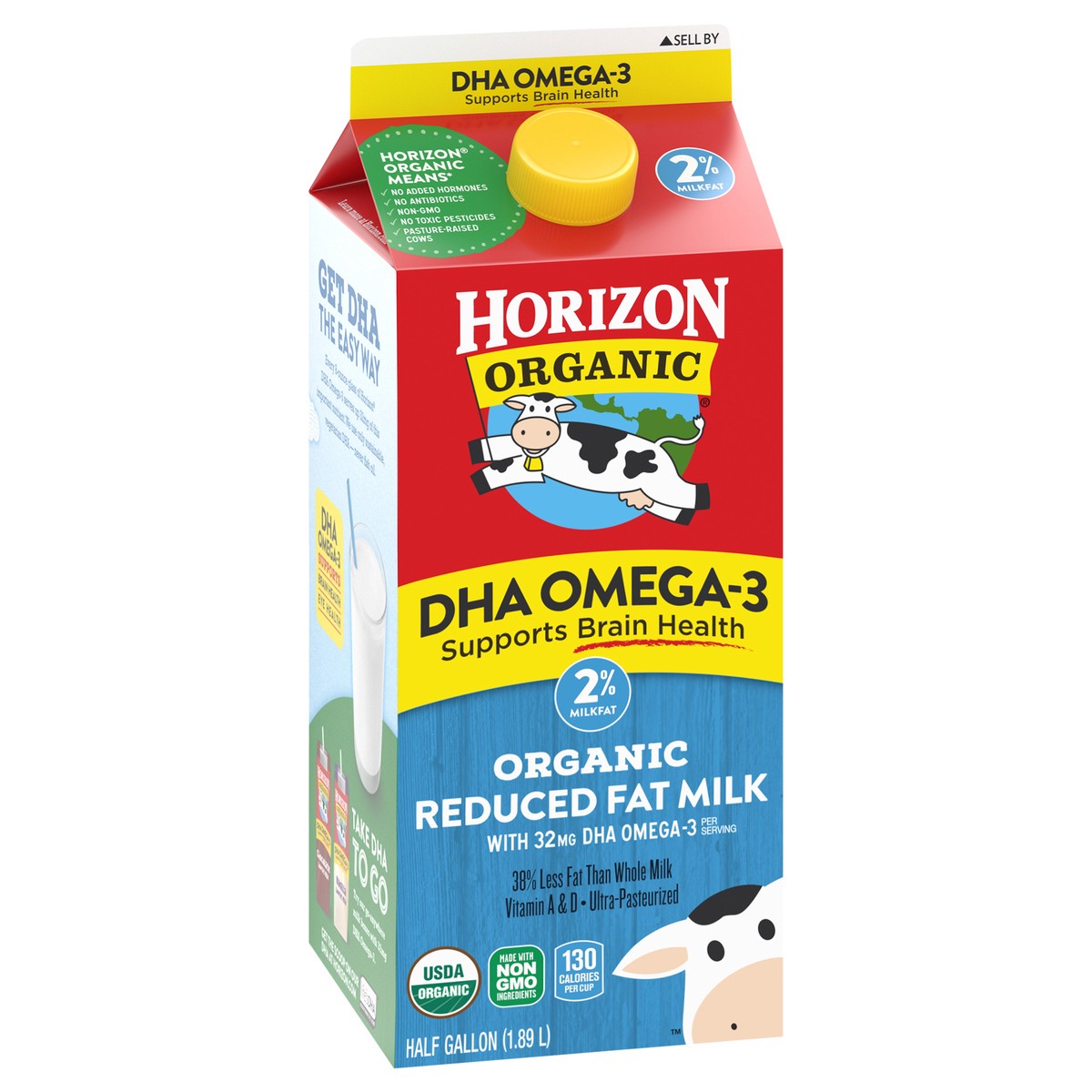slide 12 of 12, Horizon Organic DHA Omega-3 Milk, DHA 2 Percent Milk, 64 FL OZ Half Gallon Carton, 64 fl oz