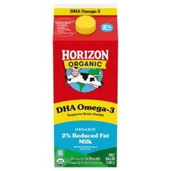 Horizon Organic DHA Omega-3 Milk, DHA 2 Percent Milk, 64 FL OZ Half Gallon Carton